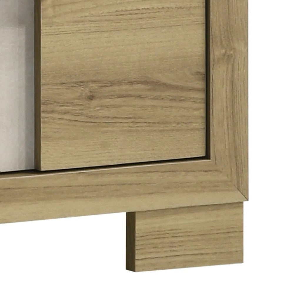 Amey Nightstand with 2 Drawers | White Trim & Driftwood Brown Finish