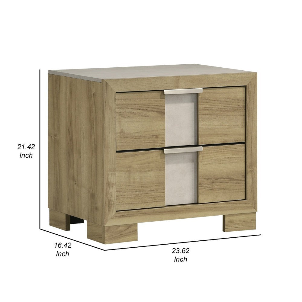 Amey Nightstand with 2 Drawers | White Trim & Driftwood Brown Finish