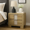 Amey Nightstand with 2 Drawers | White Trim & Driftwood Brown Finish