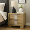 Amey Nightstand with 2 Drawers | White Trim & Driftwood Brown Finish