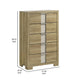 Amey Tall Dresser Chest with 5 Drawers | White Trim & Driftwood Brown Finish BM338378