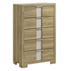 Amey Tall Dresser Chest with 5 Drawers | White Trim & Driftwood Brown Finish BM338378