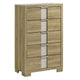 Amey Tall Dresser Chest with 5 Drawers | White Trim & Driftwood Brown Finish BM338378