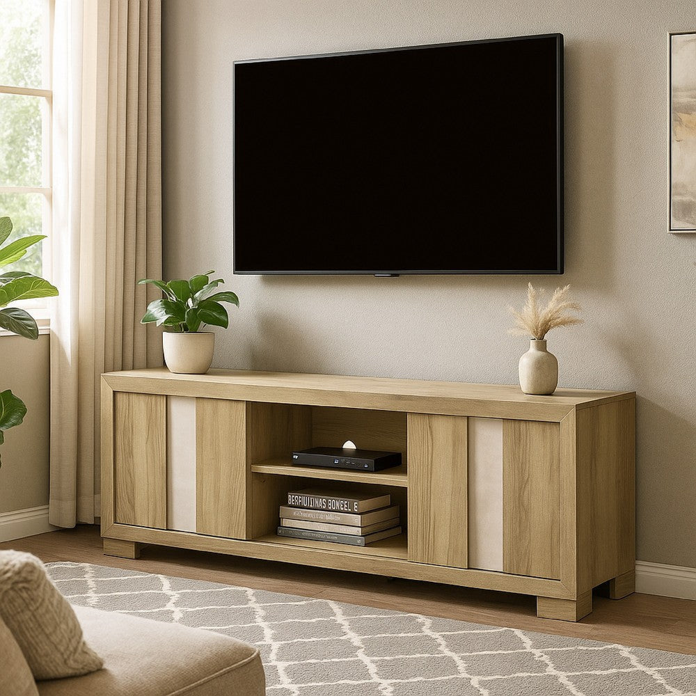 Amey TV Stand Media Cabinet | 2 Sliding Door | Shelves | Brown Driftwood