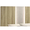 Amey King Panel Bed w Built In Light | White Trim | Brown Driftwood