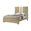 Amey Queen Size Bed w Built In Light | White Trim | Brown Driftwood