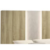 Amey Queen Size Bed w Built In Light | White Trim | Brown Driftwood