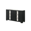 Amey Wide 6 Drawer Dresser | White Marble Trim | Black Wood BM338382