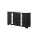 Amey Wide 6 Drawer Dresser | White Marble Trim | Black Wood BM338382