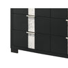 Amey Wide 6 Drawer Dresser | White Marble Trim | Black Wood BM338382