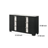 Amey Wide 6 Drawer Dresser | White Marble Trim | Black Wood BM338382