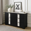 Amey Wide 6 Drawer Dresser | White Marble Trim | Black Wood