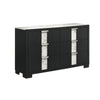 Amey Wide 6 Drawer Dresser | White Marble Trim | Black Wood BM338382