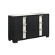 Amey Wide 6 Drawer Dresser | White Marble Trim | Black Wood BM338382