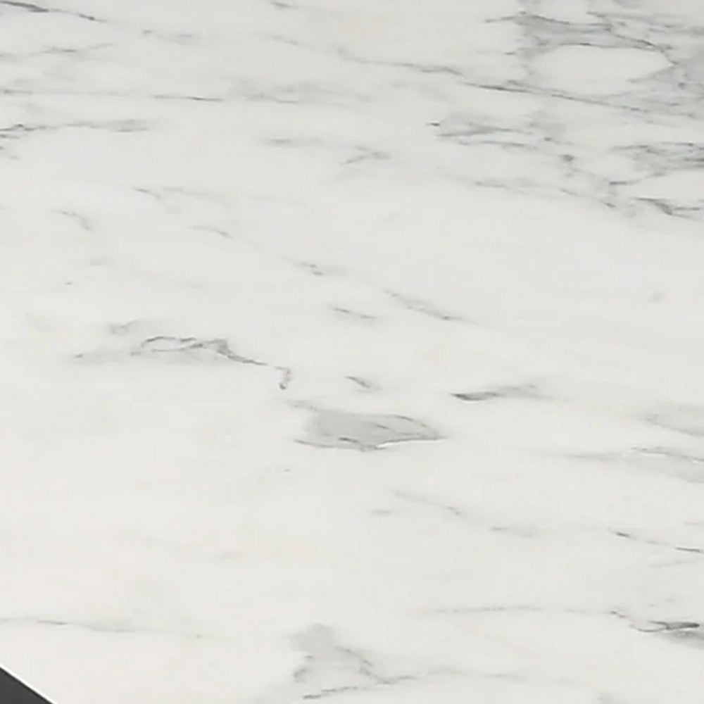 Amey 2 Drawer Nightstand | White Marble Trim | Black Wood BM338383
