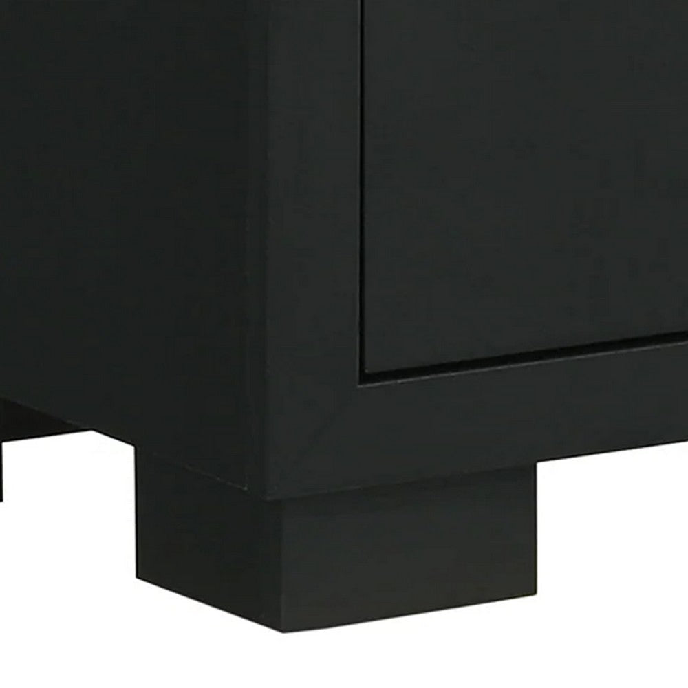 Amey 2 Drawer Nightstand | White Marble Trim | Black Wood BM338383