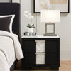 Amey 2 Drawer Nightstand | White Marble Trim | Black Wood