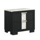 Amey 2 Drawer Nightstand | White Marble Trim | Black Wood BM338383