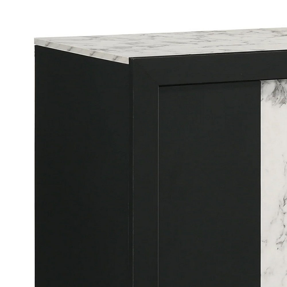 Amey TV Stand Media Cabinet | 2 Sliding Doors & 2 Shelves | Black Wood BM338384