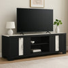 Amey TV Stand Media Cabinet | 2 Sliding Doors & 2 Shelves | Black Wood