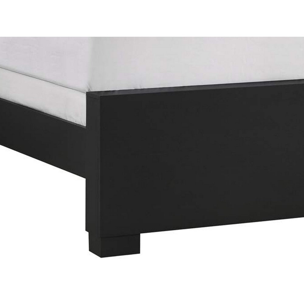 Amey King Panel Bed | Built In Light | White Marble Trim | Black Wood BM338385