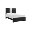 Amey Queen Panel Bed | Built In Light | White Marble Trim | Black Wood