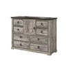Elaya Wide Dresser | 8 Drawers | 1 Cabinet | Black Metal | Weathered Gray BM338387