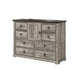 Elaya Wide Dresser | 8 Drawers | 1 Cabinet | Black Metal | Weathered Gray BM338387