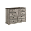 Elaya Wide Dresser | 8 Drawers | 1 Cabinet | Black Metal | Weathered Gray BM338387