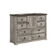 Elaya Wide Dresser | 8 Drawers | 1 Cabinet | Black Metal | Weathered Gray BM338387