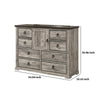 Elaya Wide Dresser | 8 Drawers | 1 Cabinet | Black Metal | Weathered Gray BM338387