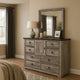 Elaya Wide Dresser | 8 Drawers | 1 Cabinet | Black Metal | Weathered Gray