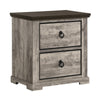 Elaya Nightstand w 2 Drawers | Black Metal | Weathered Gray Wood BM338388