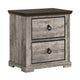 Elaya Nightstand w 2 Drawers | Black Metal | Weathered Gray Wood BM338388