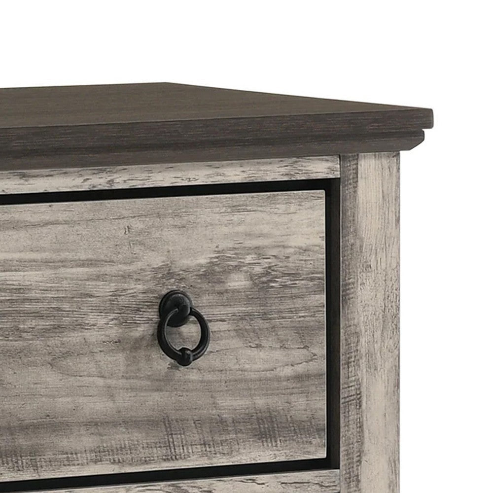 Elaya Tall Dresser Chest w 4 Drawers | Black Metal | Weathered Gray BM338389