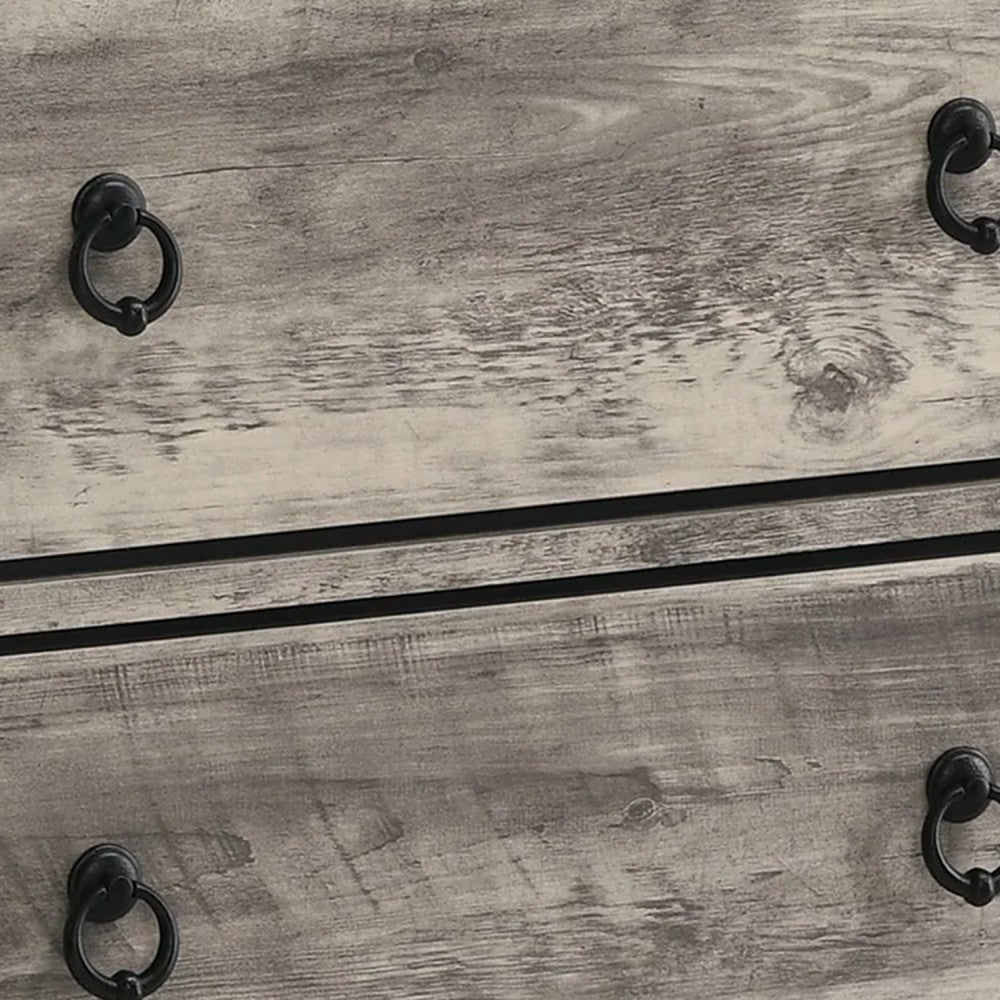 Elaya Tall Dresser Chest w 4 Drawers | Black Metal | Weathered Gray BM338389