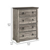 Elaya Tall Dresser Chest w 4 Drawers | Black Metal | Weathered Gray BM338389