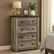 Elaya Tall Dresser Chest w 4 Drawers | Black Metal | Weathered Gray