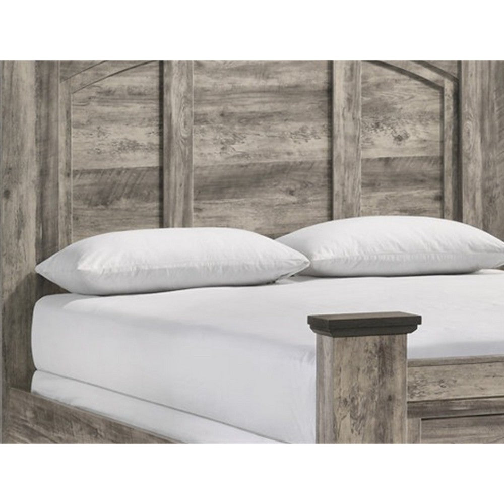 Elaya King Panel Bed | Arched Crown Headboard | Weathered Gray Wood BM338390