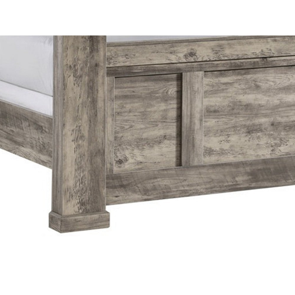 Elaya King Panel Bed | Arched Crown Headboard | Weathered Gray Wood BM338390
