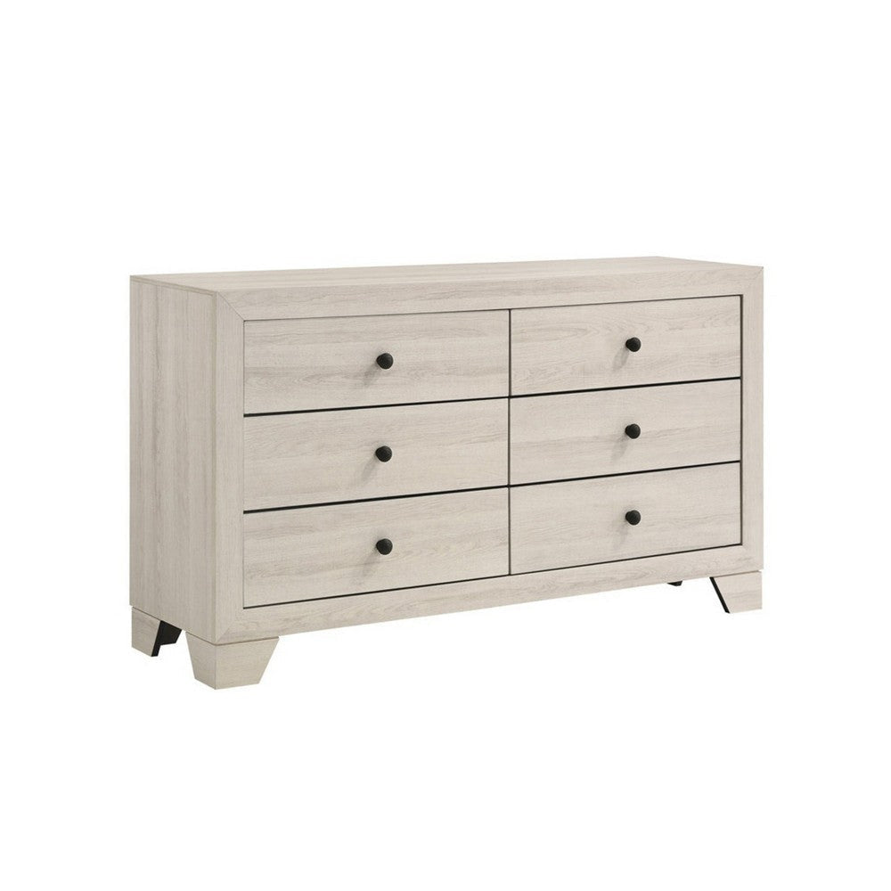 Cuzzy Wide Dresser & Mirror Set w 6 Drawers | White Wood BM338392