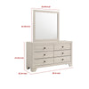 Cuzzy Wide Dresser & Mirror Set w 6 Drawers | White Wood BM338392