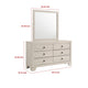 Cuzzy Wide Dresser & Mirror Set w 6 Drawers | White Wood BM338392