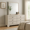Cuzzy Wide Dresser & Mirror Set w 6 Drawers | White Wood