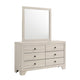 Cuzzy Wide Dresser & Mirror Set w 6 Drawers | White Wood BM338392