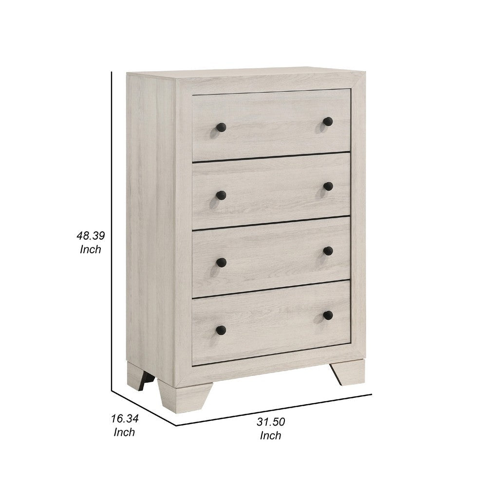 Cuzzy Tall Dresser Chest w 4 Drawers | Natural White Wood BM338394