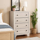 Cuzzy Tall Dresser Chest w 4 Drawers | Natural White Wood