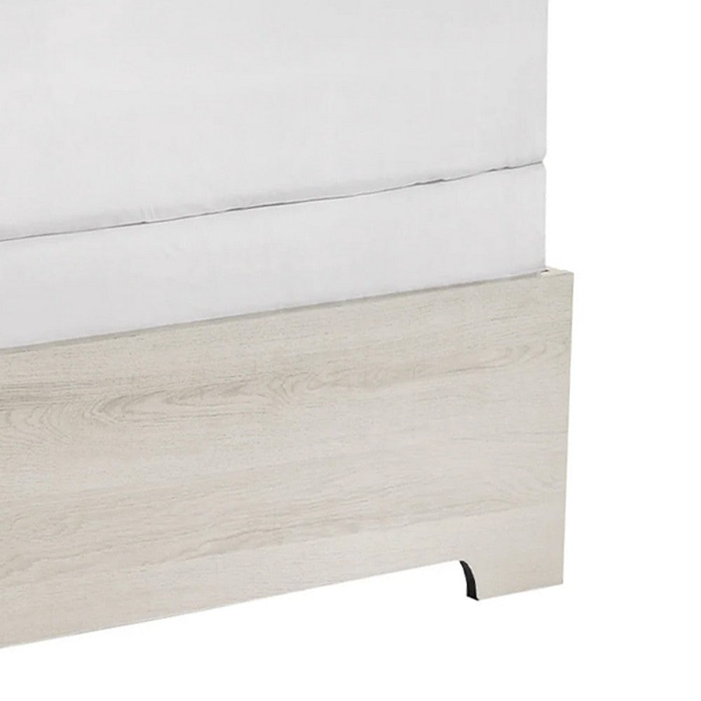 Cuzzy Full Platform Bed w Panel Headboard | Low Profile White Wood BM338395