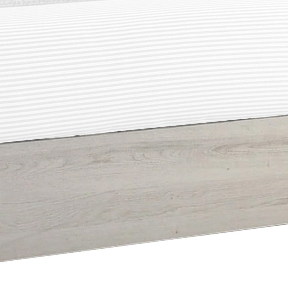 Cuzzy King Platform Bed w Panel Headboard | Low Profile White Wood BM338396