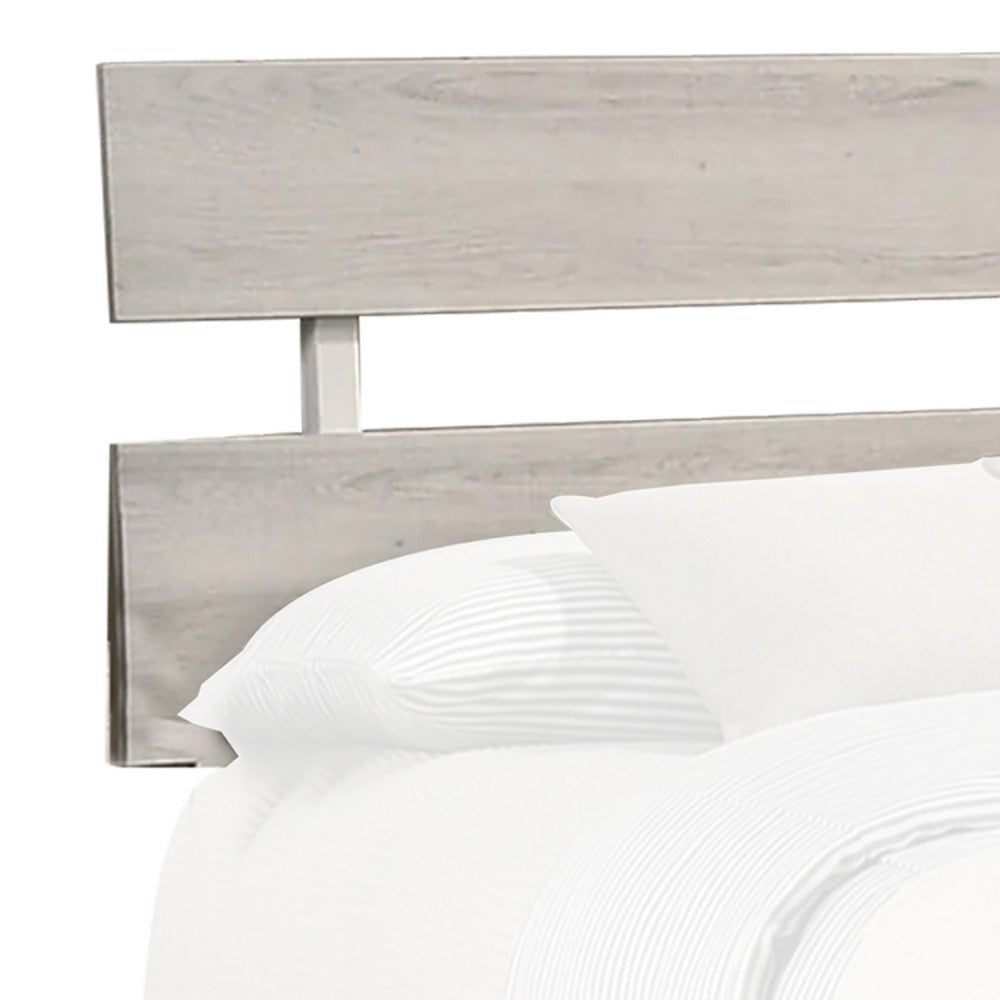 Cuzzy Queen Platform Bed w Panel Headboard | Low Profile White Wood BM338397